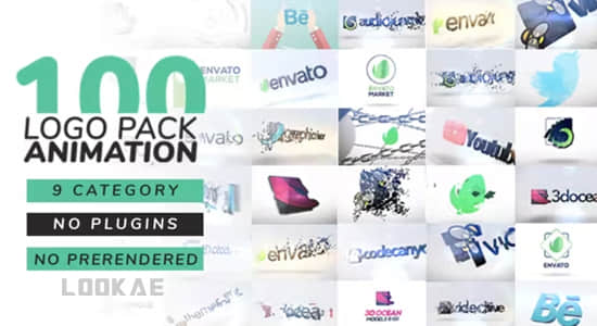 AE模板-100种LOGO标志演绎开场动画小片头 Logo Pack Animation-精品资源站