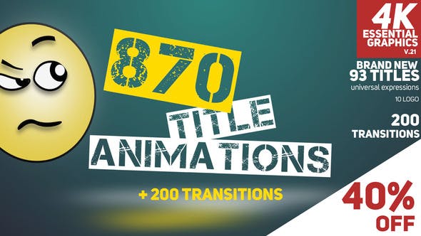 AE模板-870个流行时尚商务创意文字标题排版设计动画 870 Title Animations-精品资源站