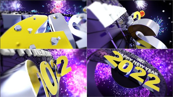 AE模板-2022春节跨年三维字体烟花爆炸LOGO片头 New Year-精品资源站