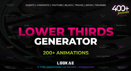 PR预设-400种文字动作类型渐变配色生成器 Lower Thirds Generator-精品资源站