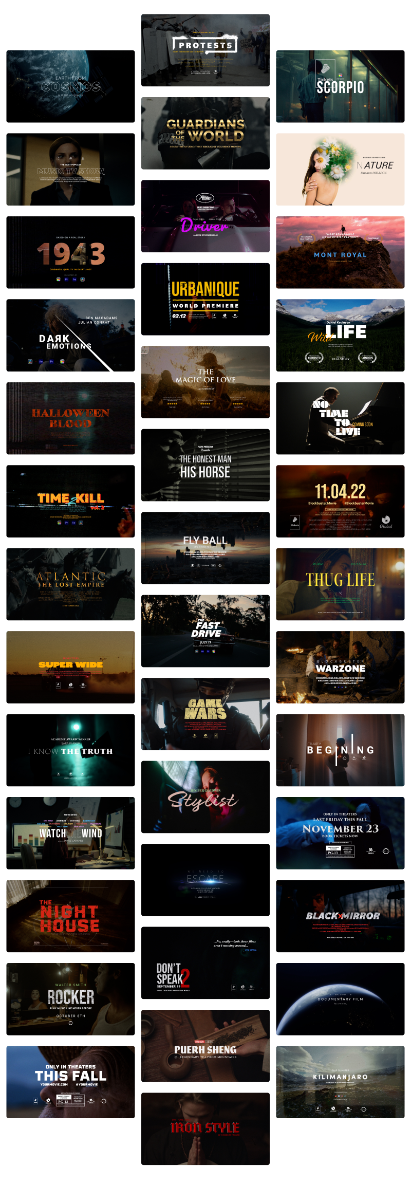 PR模板-40个高质量大气电影标题开场介绍动画 Cinematic Titles-LookAE.com PR模板-40个高质量大气电影标题开场介绍动画 Cinematic Titles