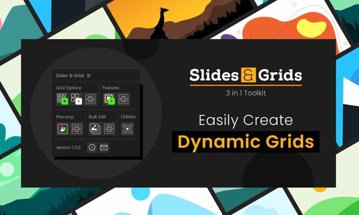 AE脚本 创建动态网格幻灯片视频墙展示动画 Slides & Grids V1.2.0+使用教程