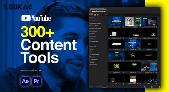 AE/PR脚本-300组视频社交媒体图文元素包装动画预设 YTB Content Tools-精品资源站