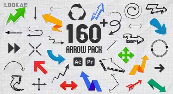 AE/PR模板-160组手绘涂鸦箭头图形动画 Arrow Pack-精品资源站