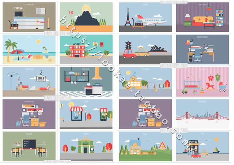 AE脚本+模板-2000个MG扁平化多类型Icon图标场景动画工具包 V17