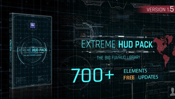 AE模板-700个未来科技感HUD动态图形UI界面元素动画包 Extreme HUD Pack v1.5-精品资源站