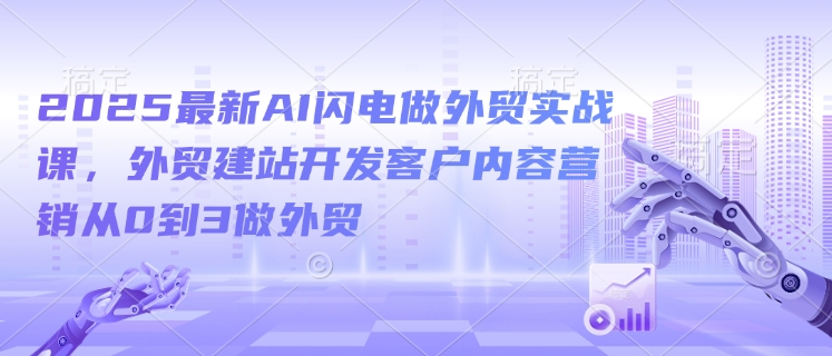 2025最新AI闪电做外贸实战课，外贸建站开发客户内容营销从0到3做外贸-精品资源站