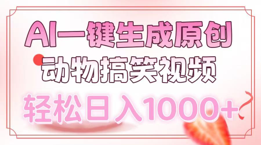 AI一键生成原创动物搞笑视频，轻松日入1000+-精品资源站