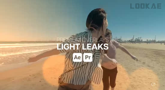镜头光晕炫光动画叠加特效AE/PR模板 Premium Overlays Light Leaks-精品资源站