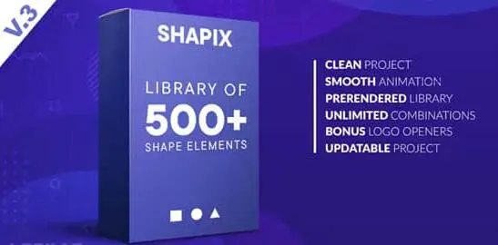 AE模板 500个简洁形状图形元素MG动画 Shape Elements Pack