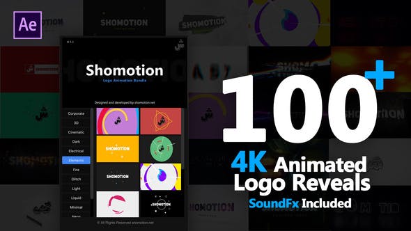 AE脚本+模板-100组史诗震撼干扰能量电流简洁图形LOGO标题片头 Logo Pack-精品资源站