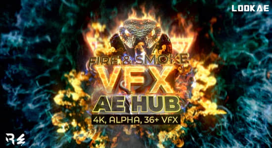 AE模板-36种火焰烟雾冲击波视觉特效动画 AE VFX Hub – Fire and Smoke Effects-精品资源站