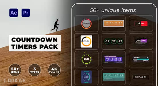 AE/PR模板-50组现代可视化设计数字时间倒计时图形动画 Countdown Timers Pack-精品资源站