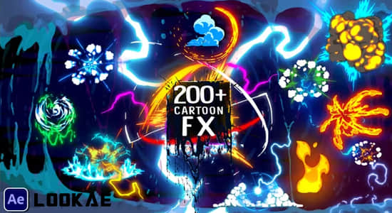 AE模板-220个手绘卡通能量电流火焰液体烟雾爆炸MG动画 Cartoon FX-精品资源站