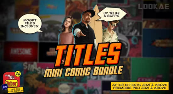 AE/PR模板-25种迷你动漫卡通文字标题动画 Mini Comic Bundle – Titles-精品资源站