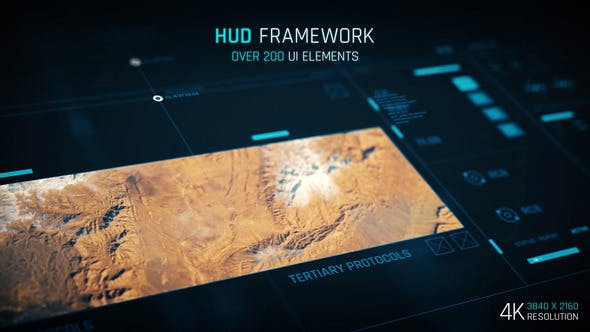 AE模板-200多种简洁UI界面科技感HUD元素动画 HUD – Framework 4K-精品资源站