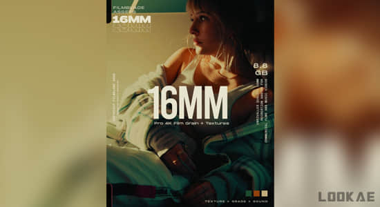 4K视频素材-复古16MM老电影胶片颗粒刮痕边框纹理叠加动画-精品资源站