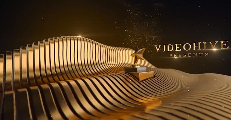 AE模板 金色五角星粒子颁奖典礼文字标题开场片头 Awards Ceremony Golden Titles
