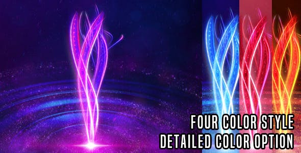 AE模板-漂亮唯美粒子发光线条LOGO标志片头动画 Light Streaks Logo Revel V1-精品资源站