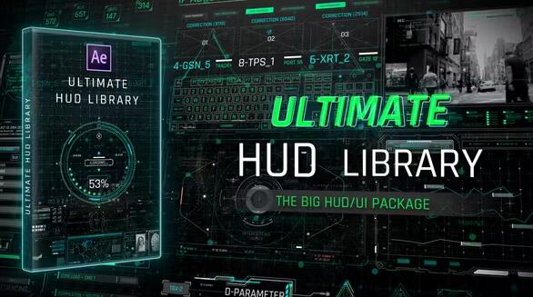 AE模板 未来图形元素HUD地图加载UI界面显示动画 Ultimate HUD Library