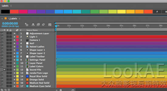 AE脚本：图层标签颜色批量管理工具 Aescripts Labels V1.0 + 使用教程-精品资源站