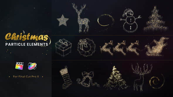 FCPX插件：36个金色粒子元素动画 + 160个下雪场景特效 Christmas Particle Elements-精品资源站