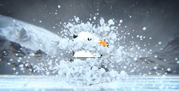 AE模板-冬季雪地场景雪球粒子破碎LOGO标志展示片头 Winter Snow Logo Revealer-精品资源站