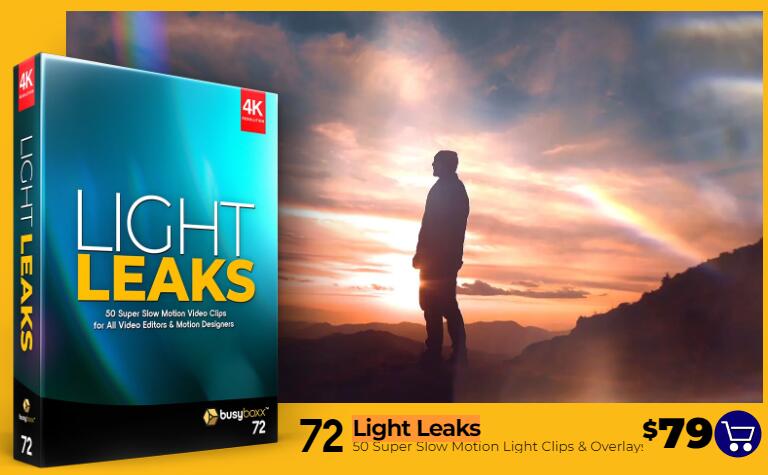 4K视频素材 50个唯美漂亮镜头漏光光效叠加合成动画 Light Leaks