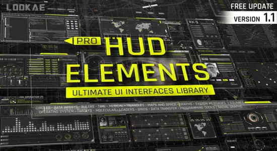 AE模板-未来科技感专业屏幕界面图形元素HUD动画包 Pro HUD Elements Pack-精品资源站