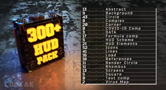 AE模板-300个科技感HUD元素界面图形动画包 HUD Element Pack-精品资源站