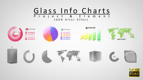 AE模板 – 玻璃透明质感信息数据介绍展示动画 Glass Info Charts-精品资源站
