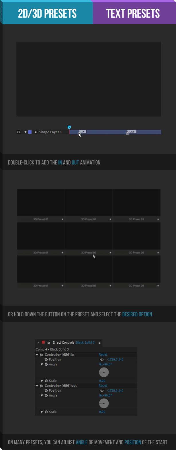 AE脚本-1850种超级豪华文字标题图形背景运动预设MG动画元素 V1.9.11 Win/Mac
