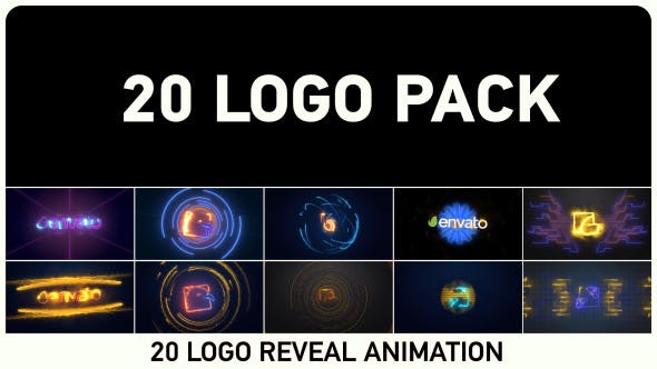 AE模板-20种使用Saber插件制作能量激光电流LOGO标志片头展示 Logo Pack-精品资源站