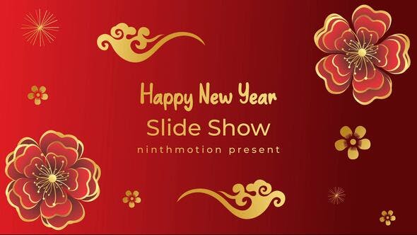 AE模板-花开富贵金牛迎春新年快乐图文展示片头Chinese New Year Slideshow-精品资源站