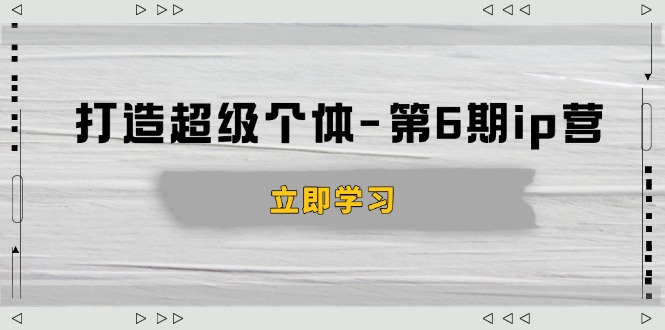 打造 超级个体-第6期ip营：商业认知,产品设计,成交演练,解决知识变现难题-精品资源站