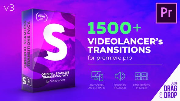 Premiere模板-1500种缩放冲击平移扭曲干扰图形炫光无缝视频转场 Seamless Transitions V3-精品资源站