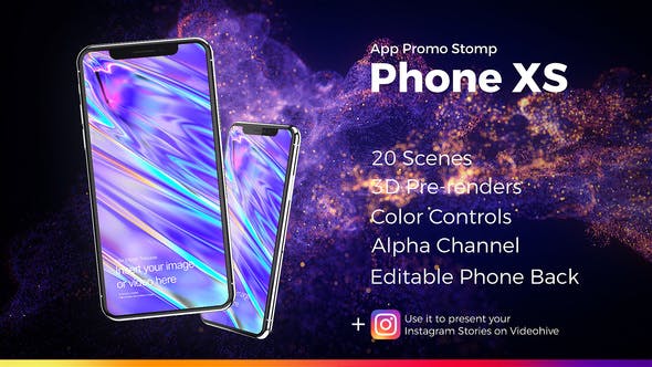 AE模板-三维苹果iPhone XS手机APP应用界面动感节奏快闪片头宣传动画App Promo Stomp Phone XS-精品资源站