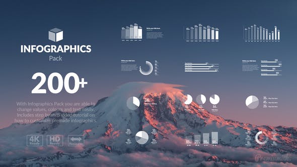 AE模板-200种公司企业信息数据统计图动画包  Infographics Pack 4K-精品资源站