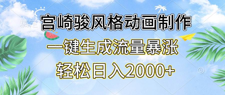 （13386期）宫崎骏风格动画制作，一键生成流量暴涨，轻松日入2000+-精品资源站