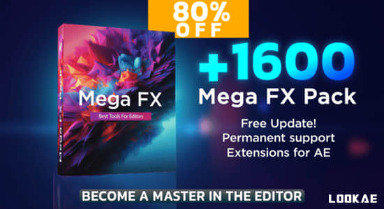 AE脚本-1600个终极视觉特效和转场合集预设包 Mega FX Pack-精品资源站