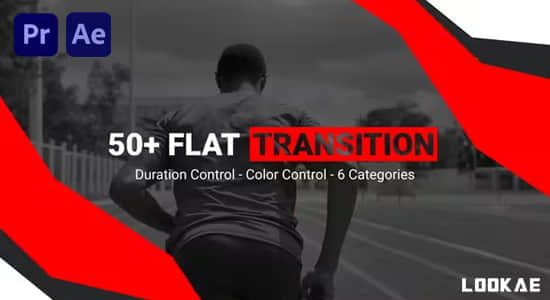 AE/PR模板-50种简单扁平化二维MG图形转场过渡预设 Flat Transition-精品资源站