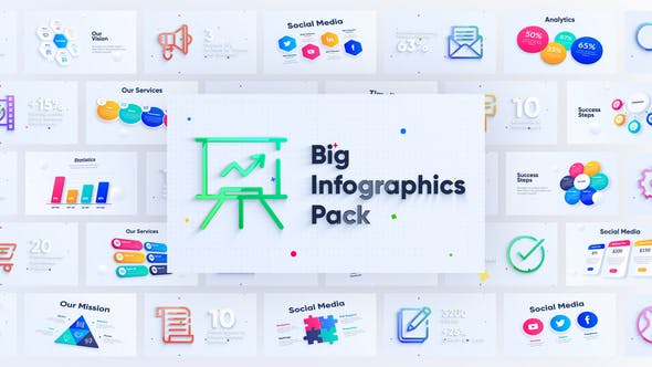 AE模板-90种彩色质感企业商务信息图表动画元素包 Corporate Infographics Charts Pack-精品资源站