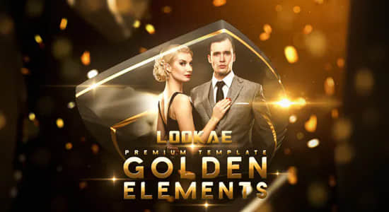 AE模板-时尚金色高端奢华粒子图文展示介绍开场 Golden Elements-精品资源站