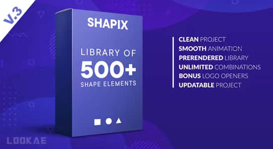 AE模板-500个简洁形状图形元素MG动画 Shape Elements Pack-精品资源站