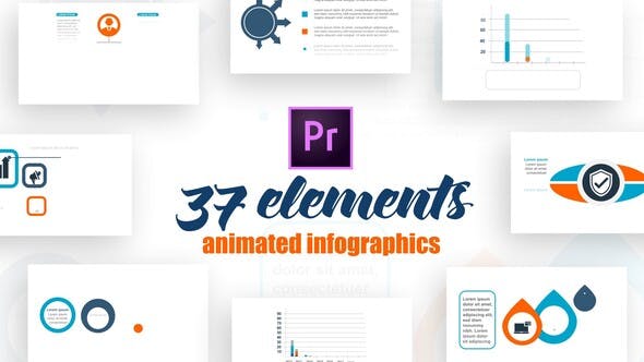 Premiere预设-37种现代彩色图形商务信息数据展示动画 Infographics Elements-精品资源站
