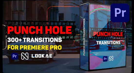 PR模板-300种复古干扰故障VHS胶片污渍叠加转场预设 Punch Hole Transitions-精品资源站