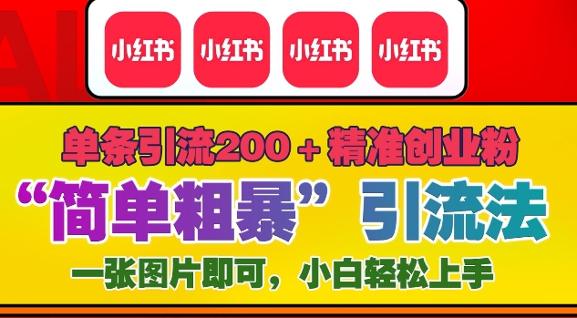 12月底小红书”简单粗暴“引流法，单条引流200+精准创业粉-精品资源站