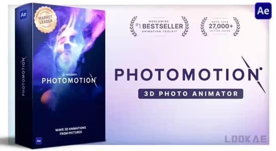 AE模板-平面图片转三维摄像机视差动画透视特效 Photomotion V12.0 – 3D Photo Animator (6 in 1)-精品资源站