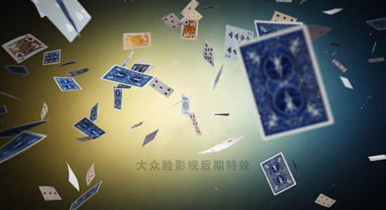 AE模板-三维空间扑克牌悬浮动画LOGO展示片头 Flying Cards Logo Reveal-精品资源站