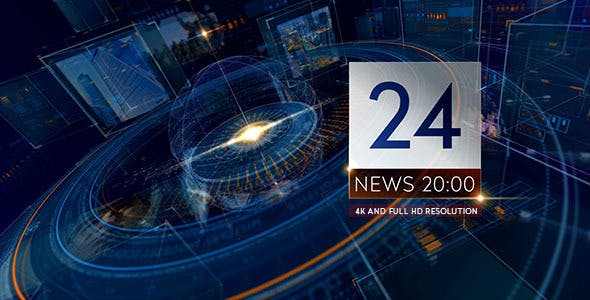 AE模板-科技感电视新闻栏目包装片头 Breaking NEWS 24 TV Broadcast Package-精品资源站